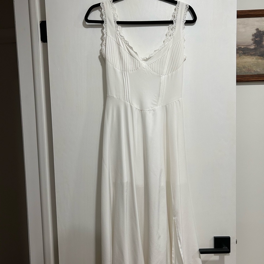 White Lace Trim Dress
